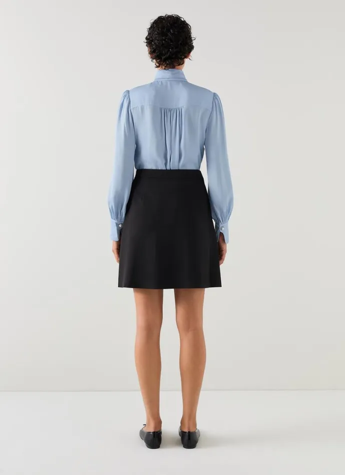 LKBennett Tops Women Hall Pale Blue TieNeck Blouse LKBennett Tops Women Hall Pale Blue TieNeck Blouse