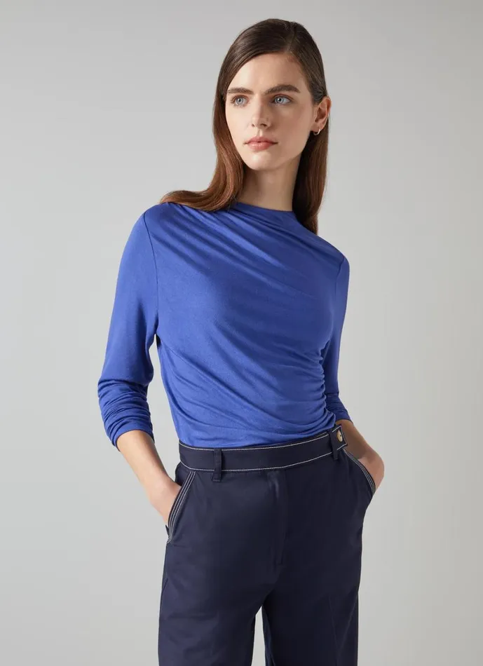 LKBennett Tops Women Mae Mazarine Drape Detail Top