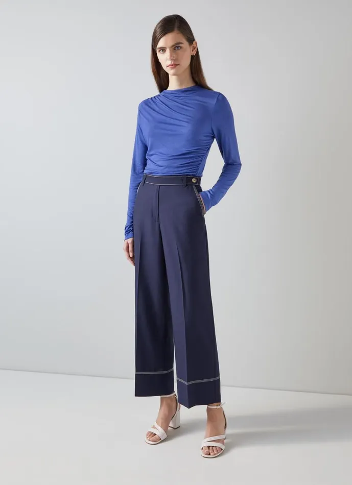 LKBennett Tops Women Mae Mazarine Drape Detail Top LKBennett Tops Women Mae Mazarine Drape Detail Top