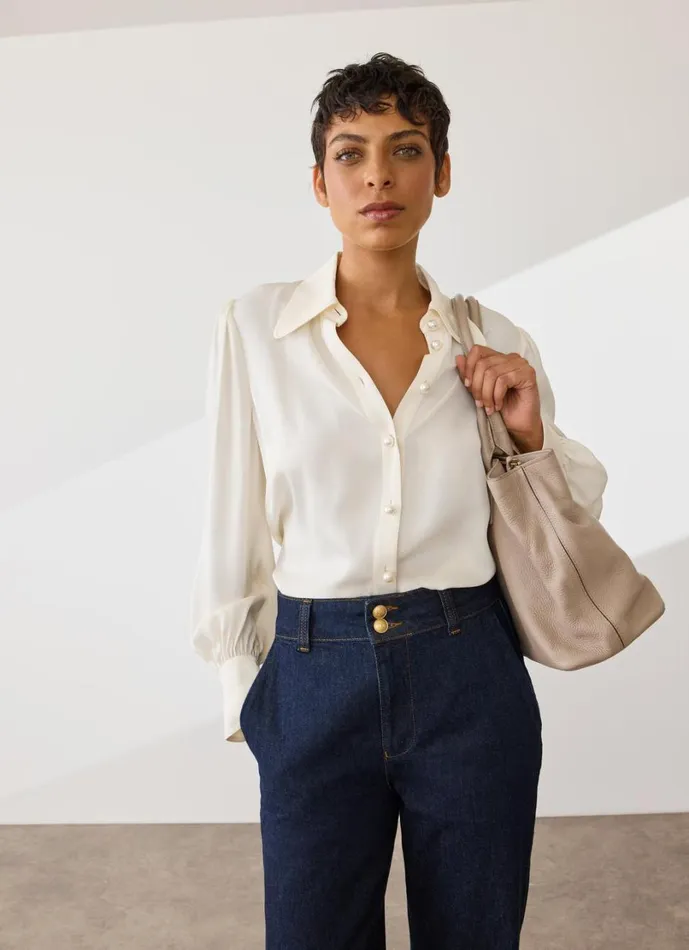 LKBennett Tops Women Sonya Cream Crepe Blouse
