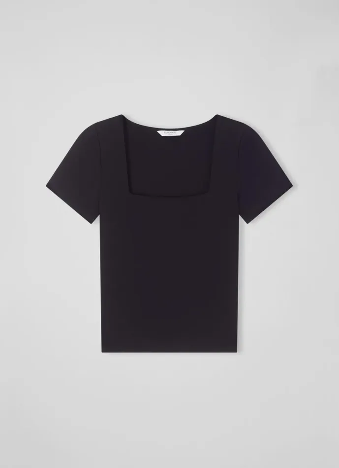 LKBennett Tops Women Tasha Black Jersey Square Neck Top LKBennett Tops Women Tasha Black Jersey Square Neck Top