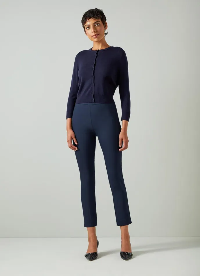 LKBennett Trousers Women Evan Navy Crepe SlimCut Trousers