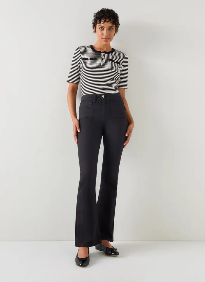 LKBennett Trousers Women Millie Black Kickflare Jean