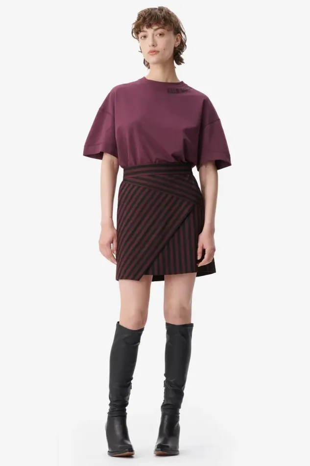 Lala Berlin Pants and Skirts Skirt Saki Polyester Mix Stripe Fudge 8211 Women