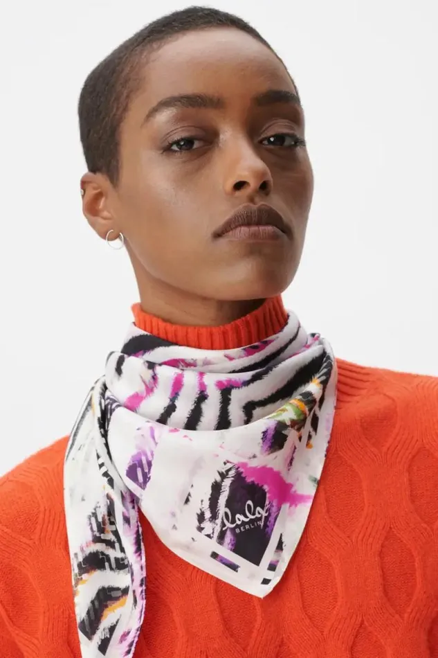 Lala Berlin Scarves and Triangles Triangle Aina Silk Zebra Dragonfruit 8211 Women