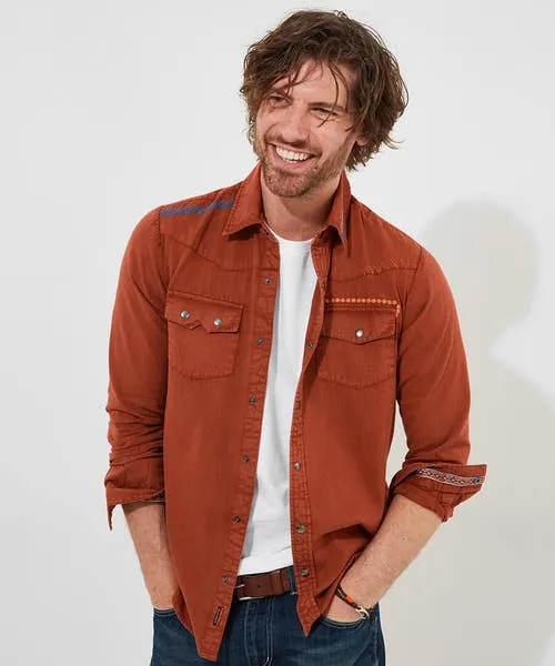 Layering Essentials Casually Customised Shirt Burnt Orange 8211 Joebrowns Apparel