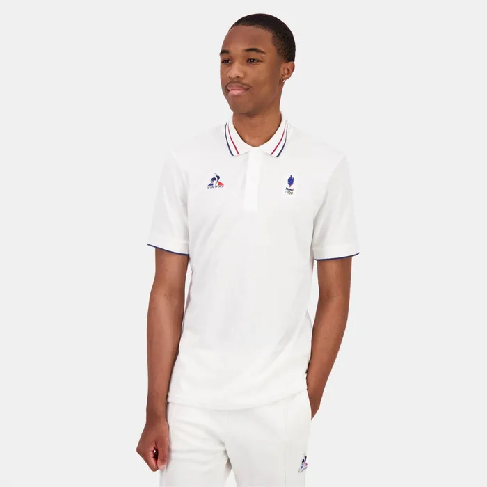 Le Coq Sportif France039s Olympic Team Polo Shirt Marshmallow Men Polos Shirts