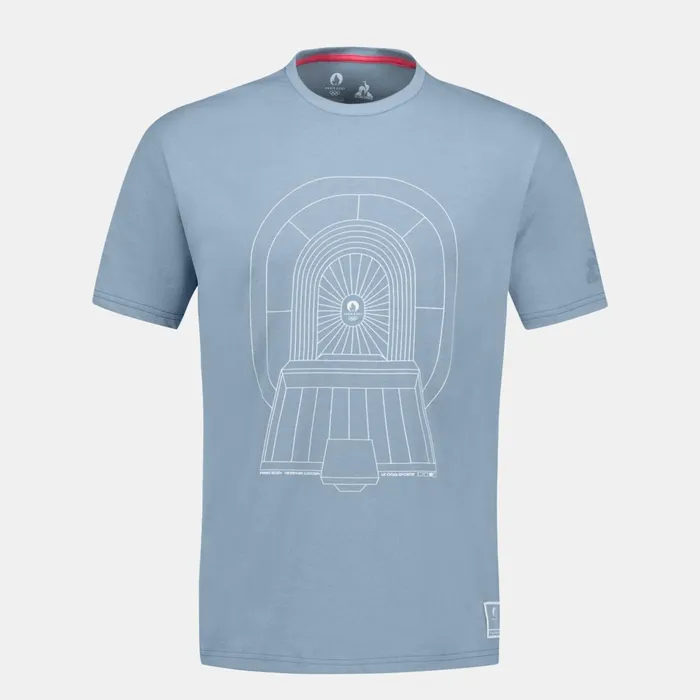 Le Coq Sportif Paris 2024 Capsule Tshirt SaintDenis Faded Denim Men Tshirts And Tops Le Coq Sportif Paris 2024 Capsule Tshirt SaintDenis Faded Denim Men Tshirts And Tops