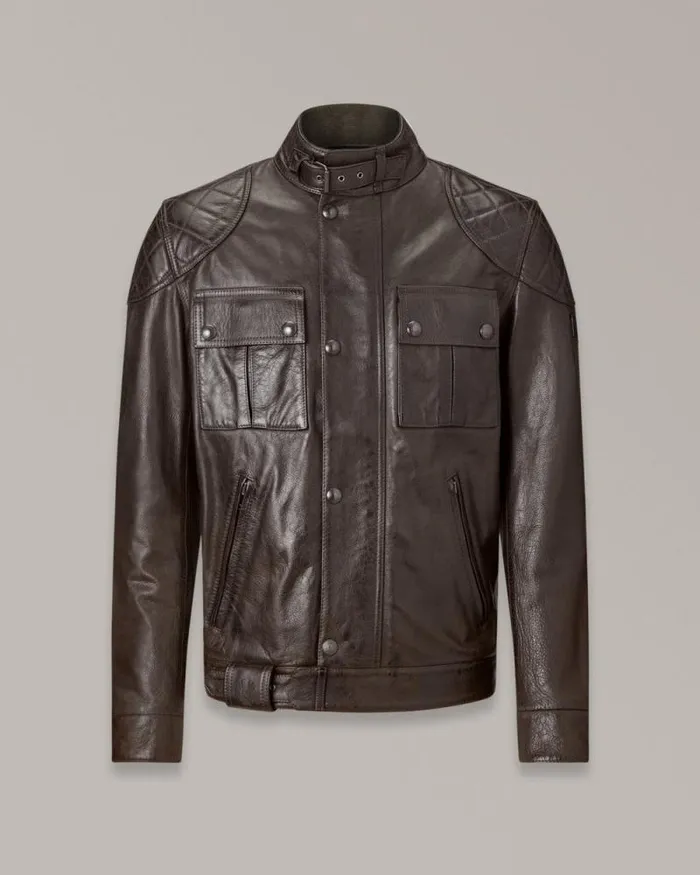 Leather Jackets Men Belstaff Brooklands Motorcycle Jacket Blackbrown