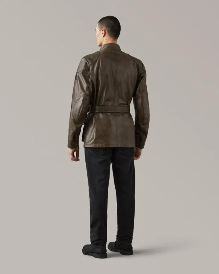 Leather Jackets Men Belstaff Trialmaster Motorcycle Jacket Dark Belstaff Olive