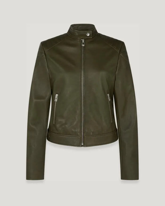 Leather Jackets Women Belstaff Mollison Jacket Army Olive