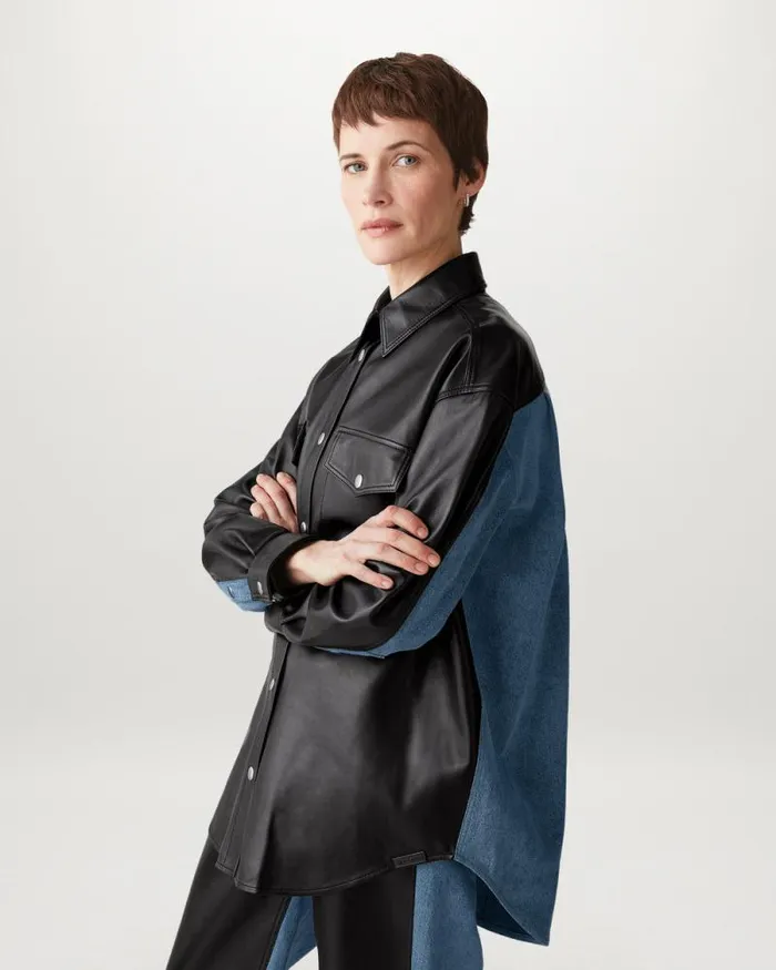 Leather Jackets Women Belstaff Titanium Shirt Black Indigo Denim Leather Jackets Women Belstaff Titanium Shirt Black Indigo Denim