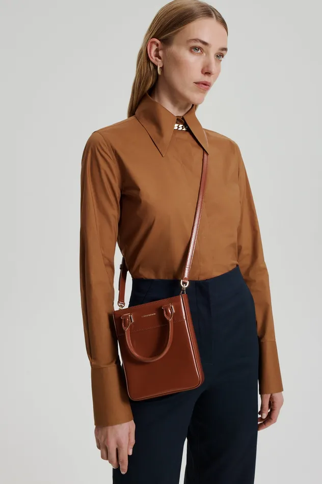 Leather MINI SHOPPER CIGAR Scanlan Theodore Women Leather MINI SHOPPER CIGAR Scanlan Theodore Women