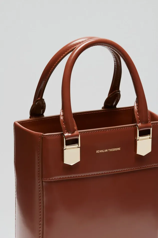 Leather MINI SHOPPER CIGAR Scanlan Theodore Women Leather MINI SHOPPER CIGAR Scanlan Theodore Women