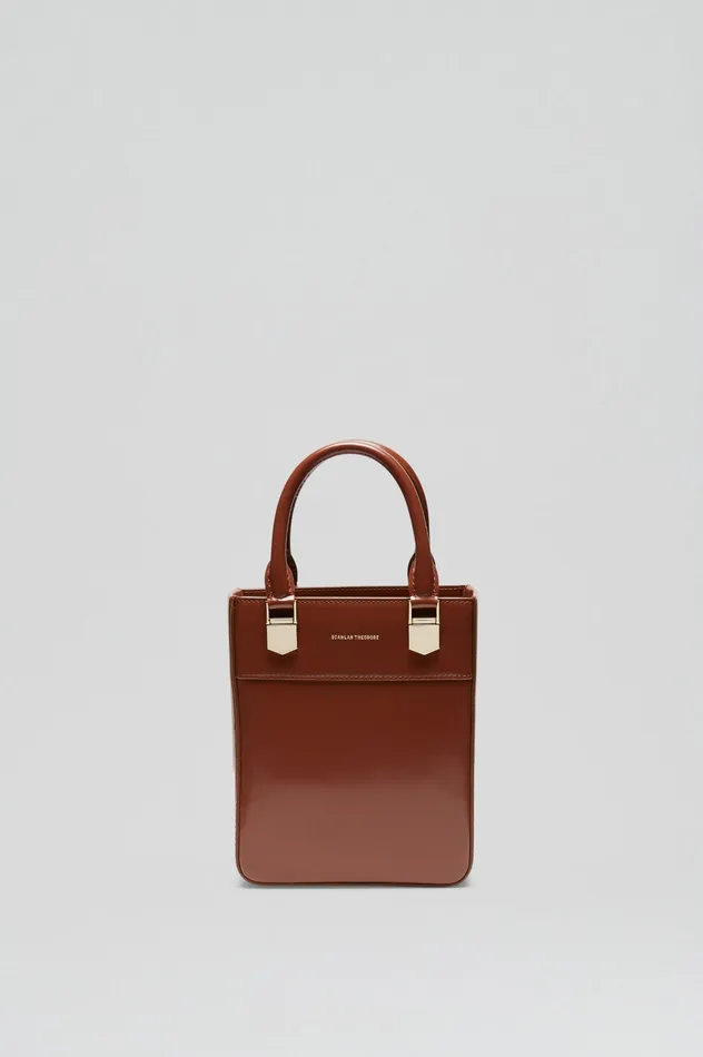 Leather MINI SHOPPER CIGAR Scanlan Theodore Women Leather MINI SHOPPER CIGAR Scanlan Theodore Women