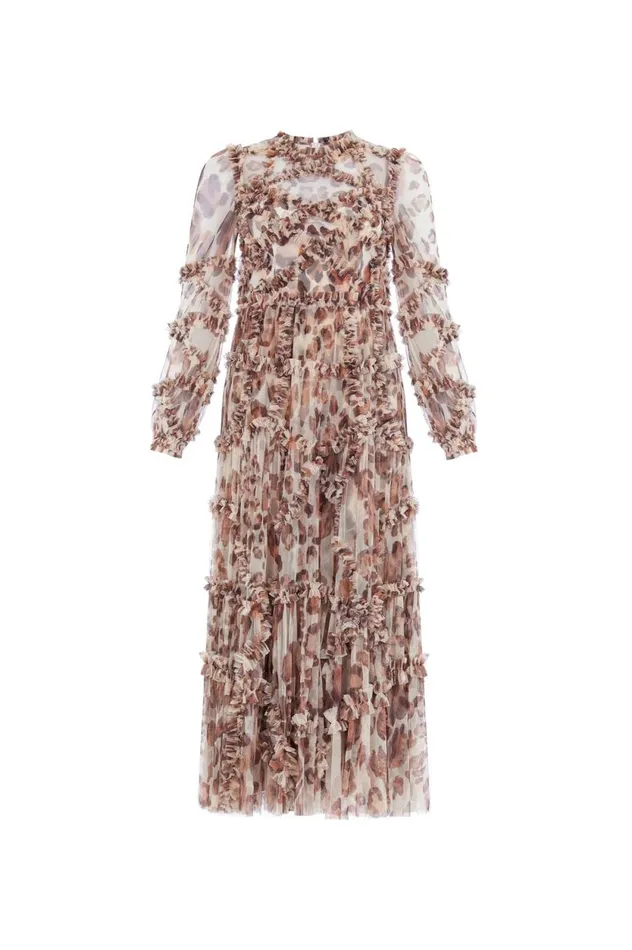 Leopard Diamond Ruffle Ballerina Dress Multi Women Needle and Thread Dresses