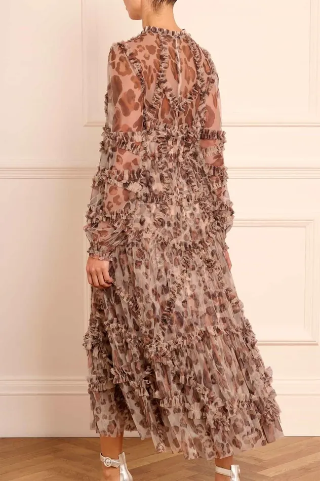 Leopard Diamond Ruffle Ballerina Dress Multi Women Needle and Thread Dresses