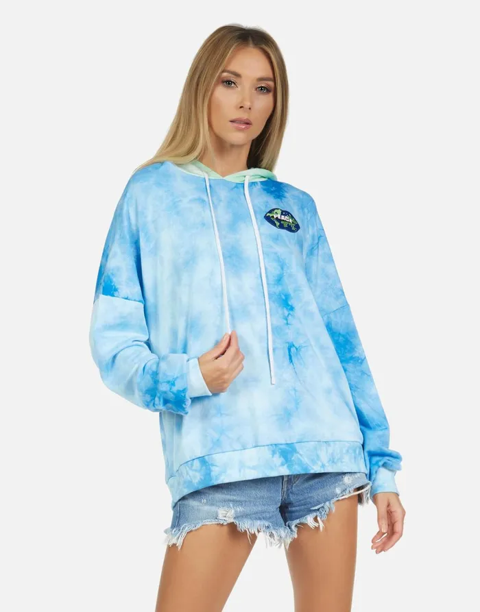 Lila World Peace Lips Blue Clouds Neon Women039s Lauren Moshi Hoodies