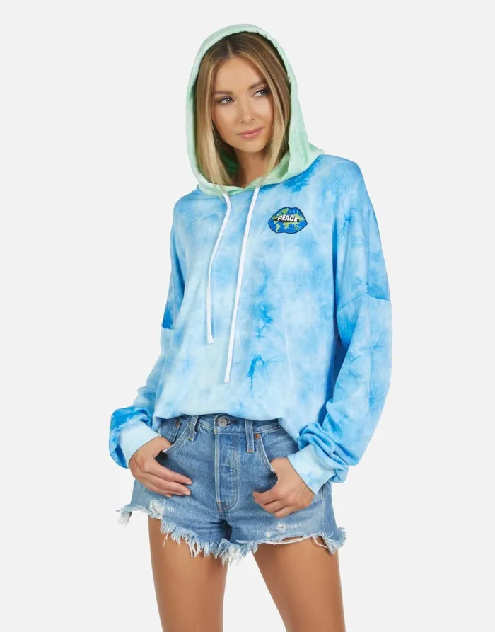 Lila World Peace Lips Blue Clouds Neon Women039s Lauren Moshi Hoodies