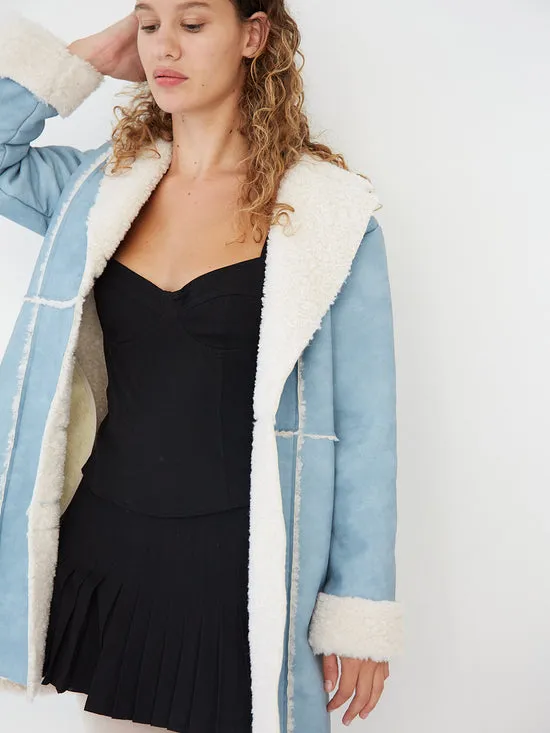 Lisa Says Gah Tops Women Nadia Sherpa Coat Cloud Blue