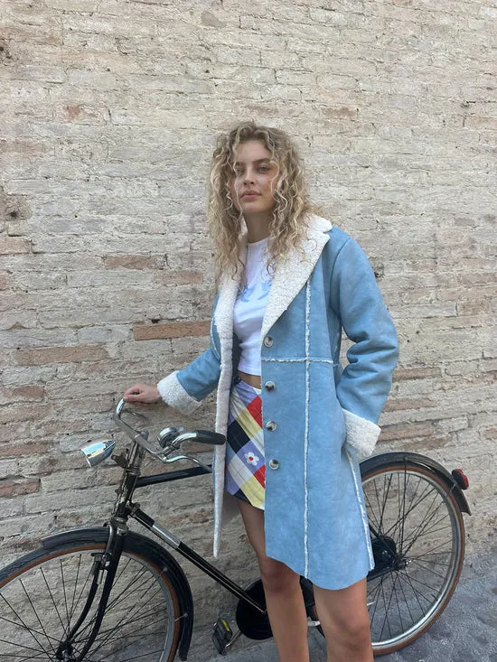 Lisa Says Gah Tops Women Nadia Sherpa Coat Cloud Blue
