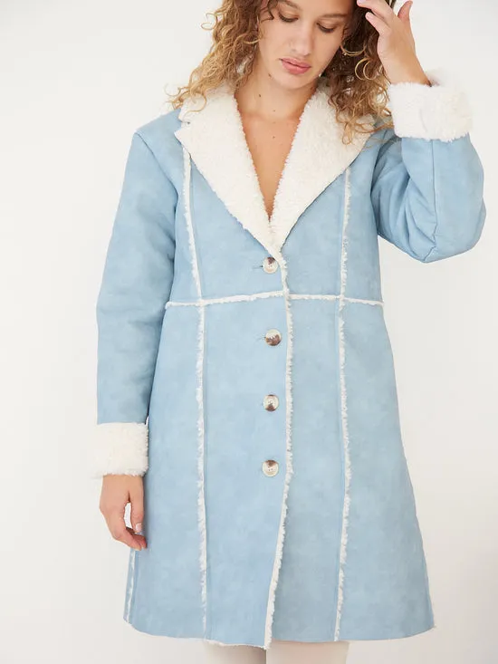 Lisa Says Gah Tops Women Nadia Sherpa Coat Cloud Blue
