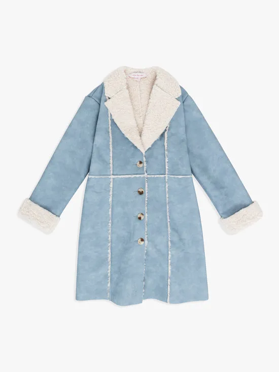 Lisa Says Gah Tops Women Nadia Sherpa Coat Cloud Blue