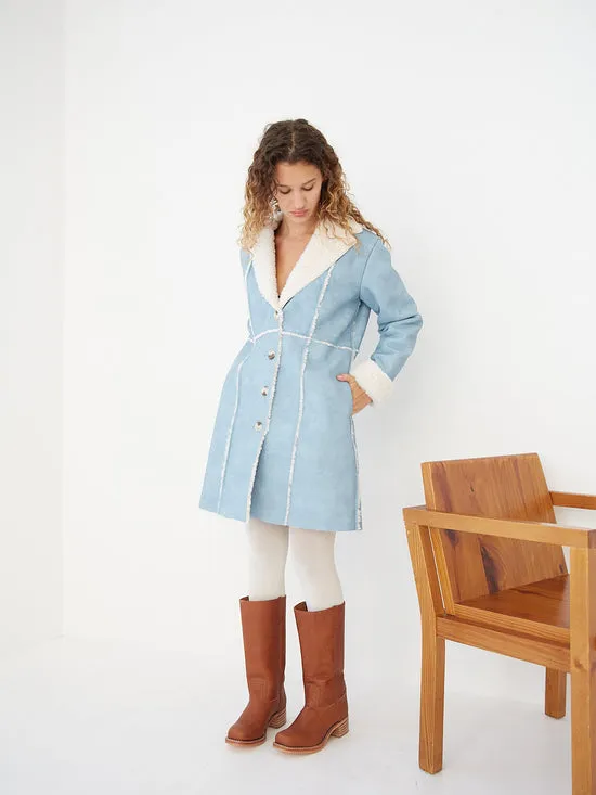 Lisa Says Gah Tops Women Nadia Sherpa Coat Cloud Blue