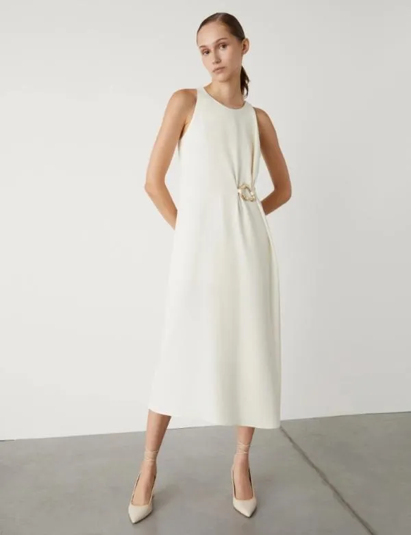 Marella Dresses Women Crepe Dress Wool White