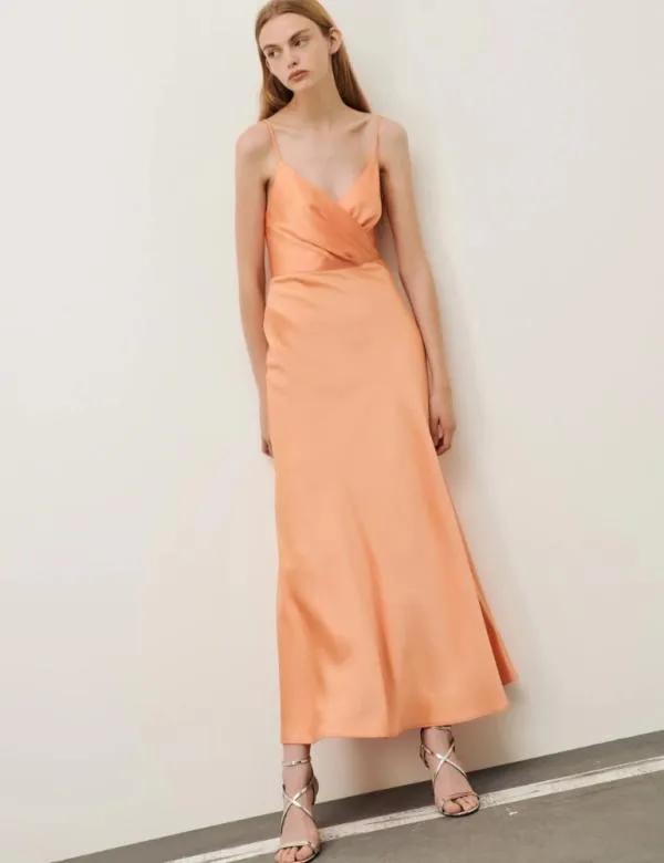 Marella Dresses Women Satin Dress Melon