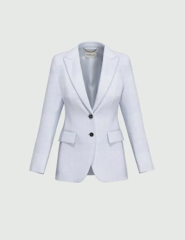 Marella Jackets Women Basketweave Mlange Blazer Sky Blue