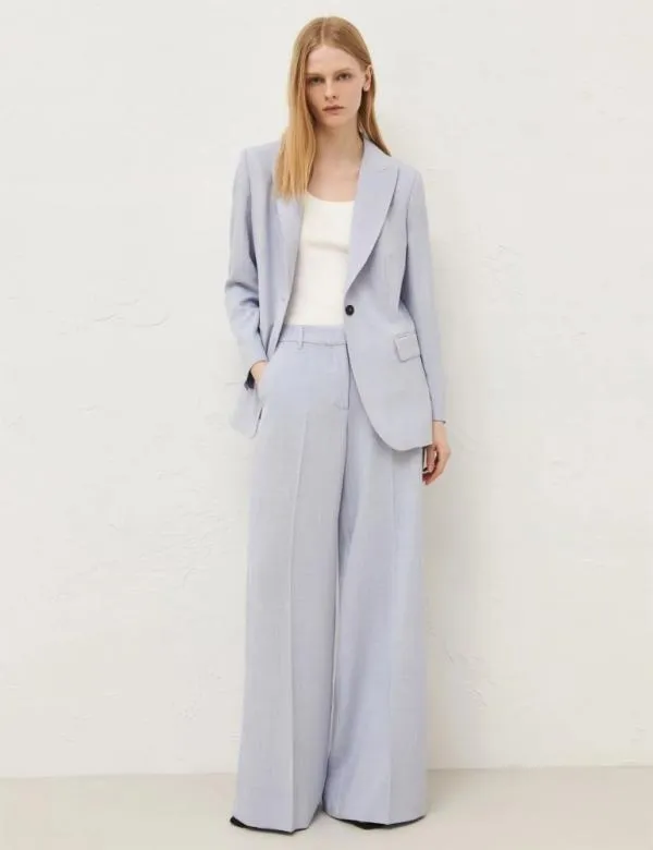 Marella Jackets Women Basketweave Mlange Blazer Sky Blue