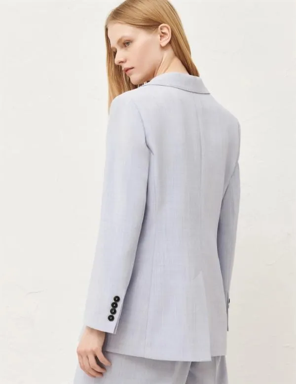 Marella Jackets Women Basketweave Mlange Blazer Sky Blue