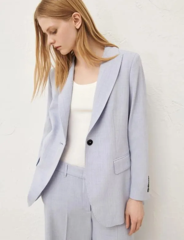 Marella Jackets Women Basketweave Mlange Blazer Sky Blue
