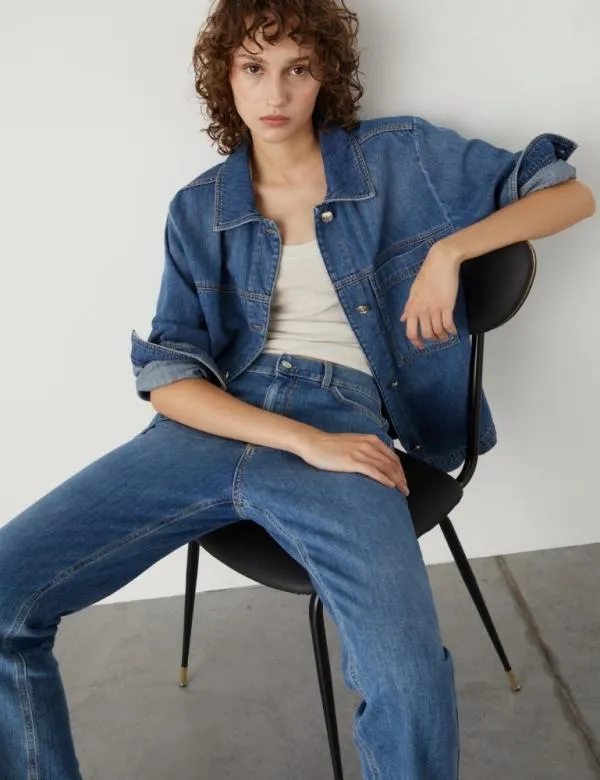 Marella Jackets Women Denim Shacket Blue Jeans
