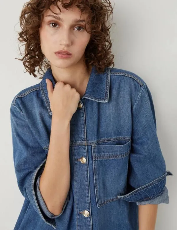 Marella Jackets Women Denim Shacket Blue Jeans