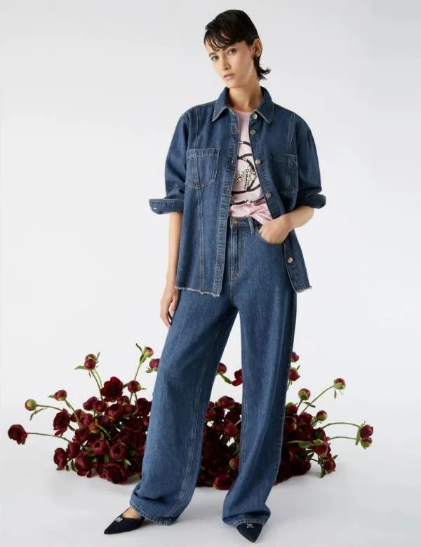 Marella Jackets Women Denim Shacket Navy