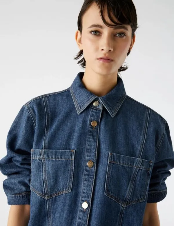 Marella Jackets Women Denim Shacket Navy