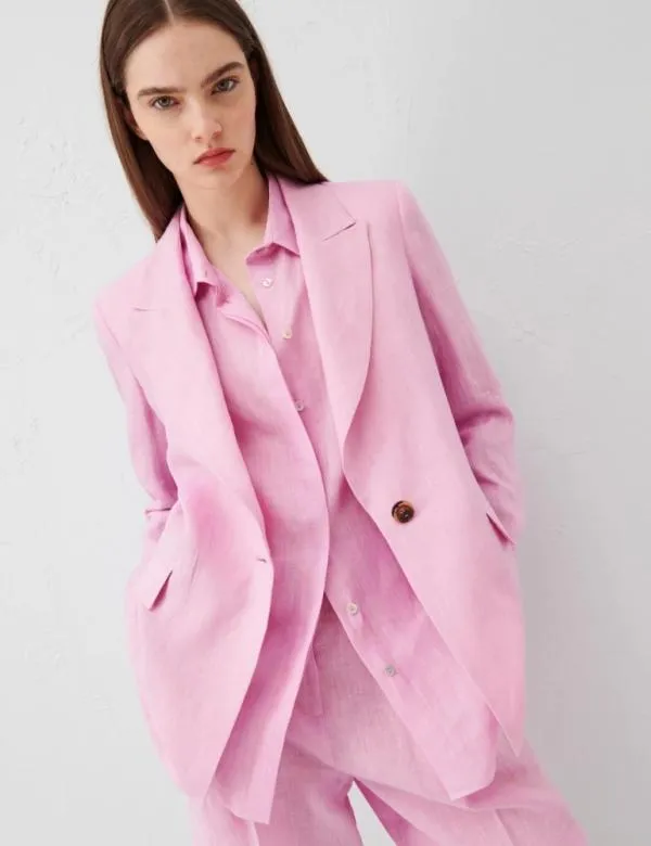 Marella Jackets Women Linen Blazer Pink