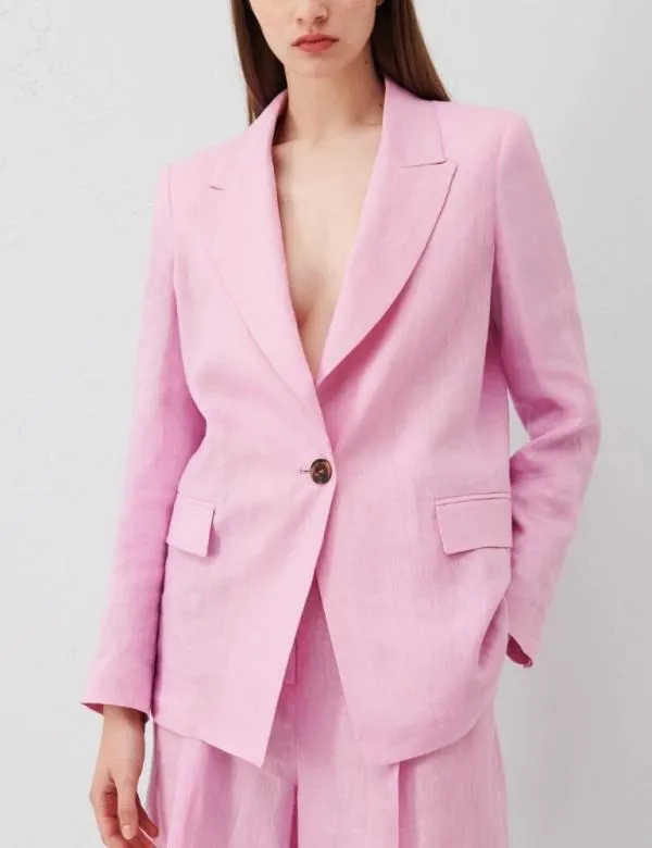 Marella Jackets Women Linen Blazer Pink
