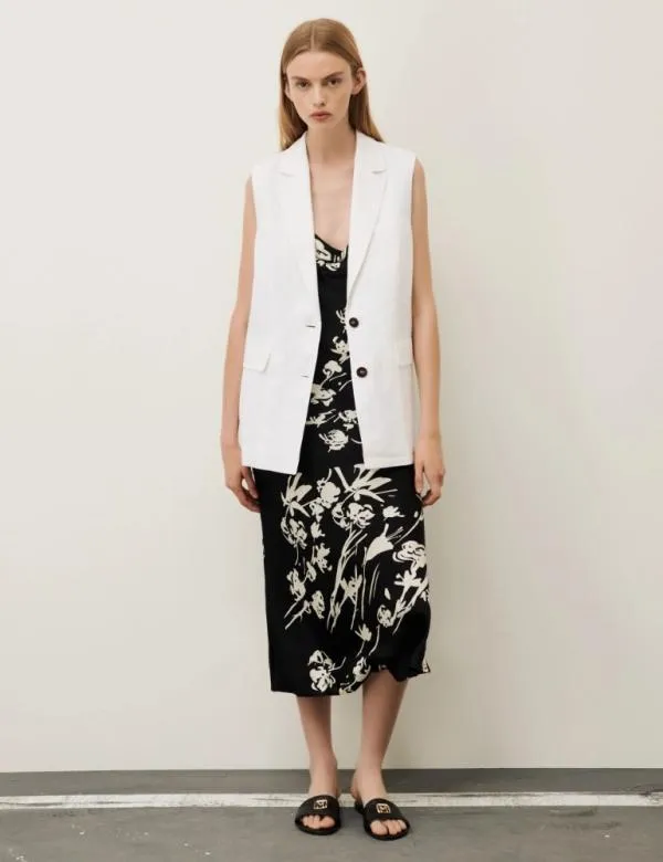 Marella Jackets Women Linen Gilet White