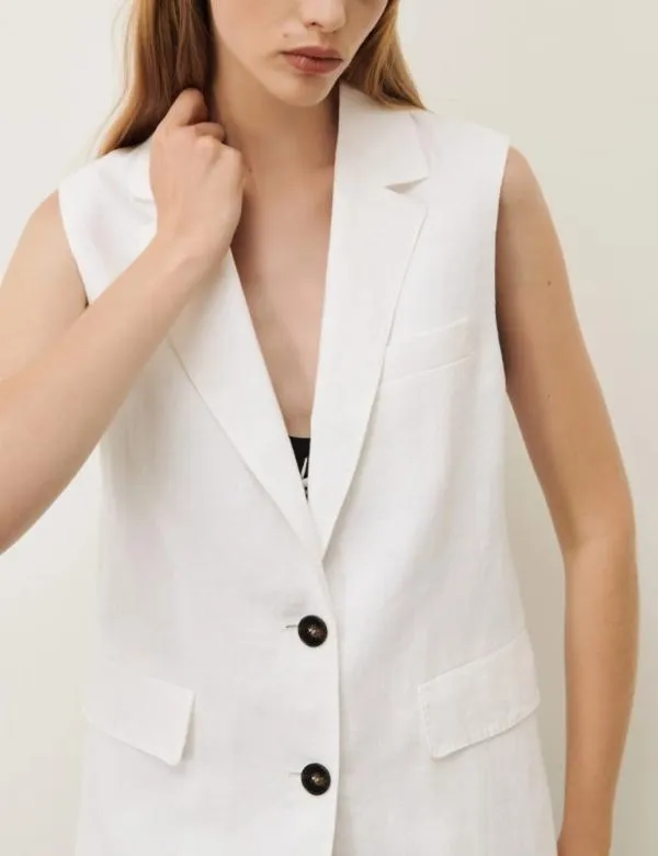 Marella Jackets Women Linen Gilet White
