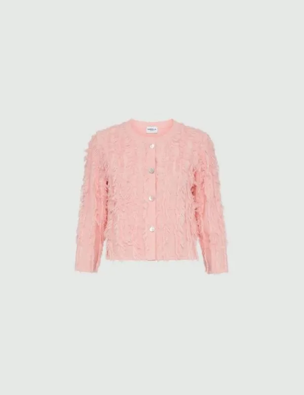 Marella Knitwear Women Fringed Cardigan Peach