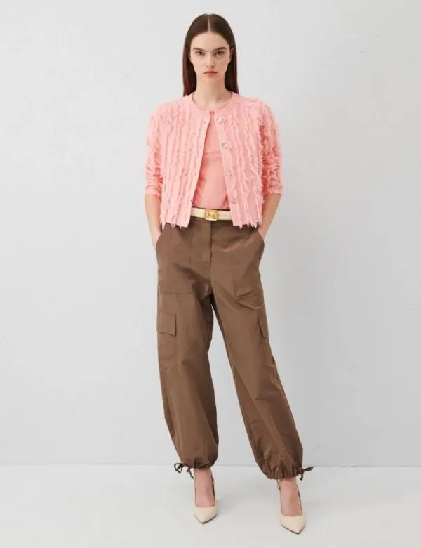 Marella Knitwear Women Fringed Cardigan Peach