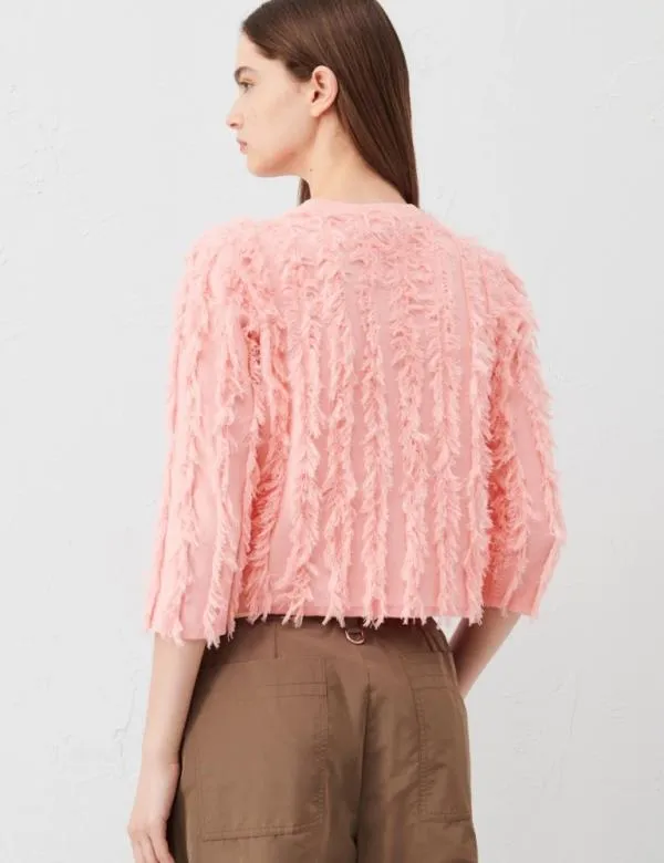 Marella Knitwear Women Fringed Cardigan Peach