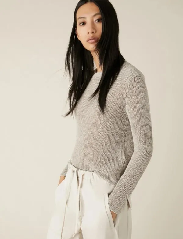 Marella Knitwear Women Lurex Sweater Wool White