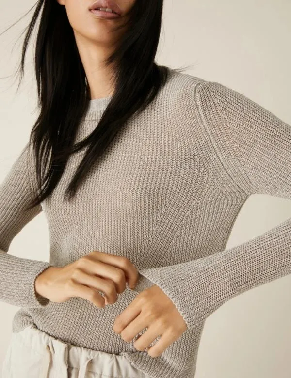 Marella Knitwear Women Lurex Sweater Wool White