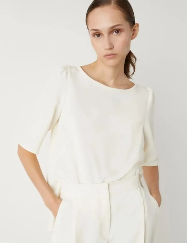 Marella Shirts Women Crepe Blouse Wool White