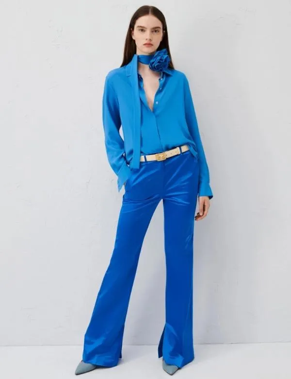 Marella Shirts Women Crepe Shirt Deep Blue