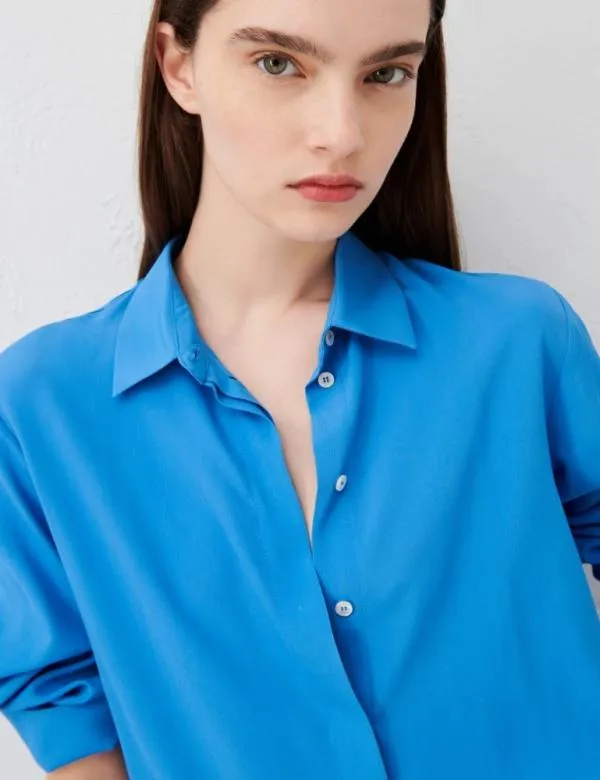 Marella Shirts Women Crepe Shirt Deep Blue